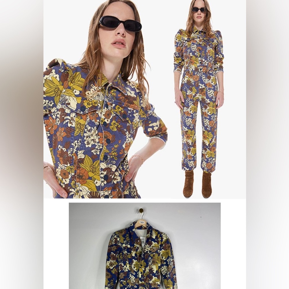 Mother Puffy Wrapper Floral Collar Jumpsuit Women's Buncha Blooms Size: XS